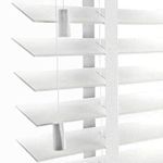 Optimal Products Faux Wood Window Venetian Blinds Blind With Tape 50mm Slats White Grey TRIMMABLE Fittings Included Luxury Look (White, 60 x 150 cm)