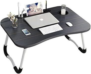 Laptop Bed Table Black Foldable Lap Standing Desk with Cup Slot for Indoor/Picnic Tray