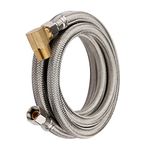 EFIELD Premium Stainless Steel Dishwasher Hose - 6 FT Length Burst Proof Water Supply Hose 3/8" comp x 3/8" comp with attached 90 degree 3/8" comp x 3/8" MIP elbow