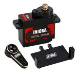 INJORA RC Servo 12g Digital V2 Servo with 15T Metal Mount and Arm for RC Axial SCX24 Car Model Upgrade Parts (Brass Black)