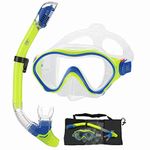 HH HHAO SPORT Kids Mask Snorkel Set Snorkeling Packages, with Diving Mask, Dry Snorkel, Mesh Bag, Anti-Fog Anti-Leak Snorkeling Gear for Kids for Snorkeling Swimming Diving