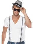 Smiffys Ska Two Tone Instant Kit, Black & White with Braces and Hat, 1980's Fancy Dress, 1980s Dress Up Accessories