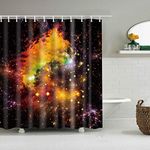 Boyouth Colorful Stars Pattern Digital Print Shower Curtains for Bathroom Decor,Polyester Waterproof Fabric Bath Curtain with 12 Hooks,70x70 Inches,Multicolor