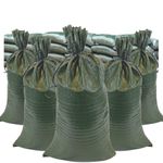 DURASACK Heavy Duty Sand Bags with Tie Strings Empty Woven Polypropylene Sand-Bags for Flood Control with 1600 Hours of UV Protection, 50 lbs Capacity, 14x26 inches, Green, Pack of 100