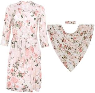 Posh Peanut Mommy and me Hospital Maternity Robe and Swaddle Receiving Blanket Bundle
