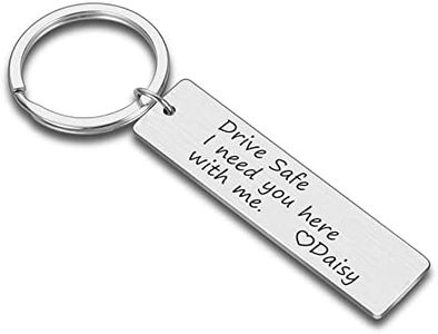 Custom New Driver Gift, Engraved Drive Safe I Need You Here with Me, Couple Keychain for Boyfriend Husband Father Dad Birthday Anniversary