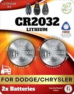Key Fob Battery for Jeep Dodge CR2032 (2 Pack) OEM Remote Replacement for Jeep Chrysler Town and Country Dodge Grand Caravan Ram Charger Durango Challenger (M3N5WY783X, GQ4-53T) Check Fitment Guide