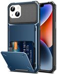 TITACUTE for iPhone 14 Plus Case Wallet 5 Credit Card Holder Slot Flip Cover Design Back Pocket Dual Layer Armor Anti-Scratch Hard Shell Hybrid TPU Protective Bumper for iPhone 14+ 6.7 Navy Blue