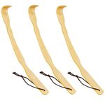 RENOOK Bamboo Back Scratcher Curved Long Handle - 3 PCS Wooden Back Scratchers for Men,Women and Kids, Body Itching Assistant, Novel Gifts for Friends and Family.