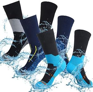 3 Pairs Unisex Waterproof Socks Breathable Knit Socks for Men Women Socks for Hiking Wading Trail Running Skiing 3 Colors, Multicolor, Medium