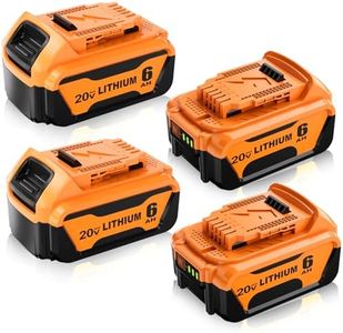 Upgraded 4 Packs 6.0Ah Replacement for Dewalt 20V Max Battery 6000mAh Compatible with Dewalt 20 Volt XR Lithium-ion Batteries DCB205 DCB206 DCB207 DCB204 DCB201 DCB200 DCD/DCF/DCG Series Power Tool