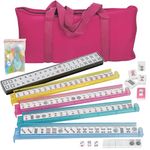 LEMY 166 Tiles American Mahjong Set w/ Soft Carrying Bag - Classic Full Size Complete Mah Jongg Set - 4 Colored All-in-One Racks/Pushers - Rules Included Cream White