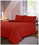 GC GAVENO CAVAILIA Brushed Cotton Duvet Cover Sets, Flannelette Bedding Double Bed Set, Thermal & Warm Bed Covers, Red