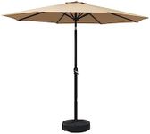 Instahut Outdoor Umbrella 2.7m Beige Pole Stand with Base Pod, Sun Beach Garden Patio Gazebo Shade, Water Resistant and UV Steel Frame Tiltable Shading