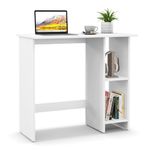 COSTWAY Compact Computer Desk, Small Wooden Study Writing Workstation with 2 Compartments and Anti-Toppling Kit, Modern Simple PC Laptop Table Working Desk for Home Office Bedroom, 80 x 40 x 74cm