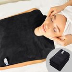 SINLAND Microfiber Esthetician Towels for Facials 3 Pack Mask Removing Face Wrap Soft Facial Cloth with Split Design Spa Towels for Facial Steam Massage Cleansing Black