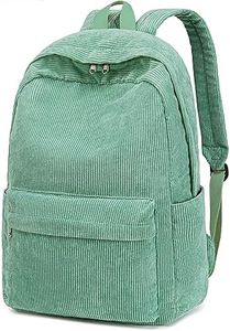 BTOOP School Backpack for Teens Large Corduroy Bookbag Lightweight Girls Boys Casual High School College 17 inch Laptop Travel Bag, Green, 17 inch, Daypack Backpacks