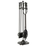 Uniflame 5-Piece Fireset with Ball Handles, Black