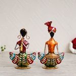 Sia Space Shopping ® Handicraft Metal/Iron Handpainted Couple Stand Showpiece/Statue for Diwali Gifts | Home Decoration | Gifts | Home Decor | Office Table Top