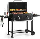 Sophia & William Extra Large Charcoal BBQ Grills with 794 SQ.IN. Cooking Area, Heavy Duty Outdoor Barbecue Grill with 2 Individual Lifting Charcoal Tray and 2 Foldable Side Table, Black