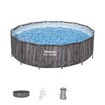 Bestway Power Steel Above Ground Pool - Round Swimming Pool Set Complete Set, 14ft