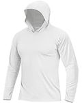 Boladeci SPF Shirts for Men Fishing Hoodie UPF 50+ UV Protection Sun Shirts Long Sleeve Summer Water Rash Guard Tops Tee T-Shirts Swim Shirts L White