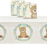 Sparkle and Bash Bear Plastic Tablecloth for Boy Baby Shower Decorations (54 x 108 in, 3 Pack)