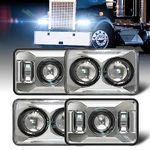 DOT Approved 4X6 Inch LED Headlights 120W High Low Beam Compatible with Kenworth T800 T600 Peterbilt 379 Feightliner Oldsmo-bile Cutlass H4651 H4652 H4656 H4666 H6545 in Chrome（4 PCS）