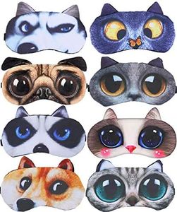 8 Pack Cute Animal Funny Sleep Eye Mask for Sleeping Cat Dog Soft Plush Blindfold Sleep Masks Eye Cover Eyeshade for Kids Girls Men Women Plane Travel Nap Night Sleeping