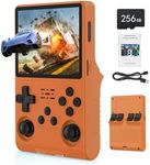 FVBADE[30000 in 1] R40S PRO Handheld Game Console 3.5 inch IPS Screen Mini Retro Console 3800mAh Portable Pocket Arcade 45+ Mainstream Emulator 256G TF Card Transparent.(Orange)