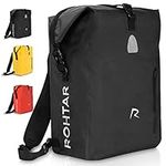 Rohtar Waterproof Bike Pannier Bag - 25L | Pannier Backpack with Adjustable Straps, Handlebar Clamps & Hidden Zips | 3-in-1 Bike Rack Bag, Backpack, Cycle Carrier | Black