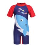 SYGA Children's Swimsuit Short Sleeve Big Red Shark-L Size Perfect for Kids Age 5-6 Years Old (Red)