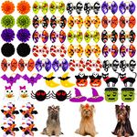 Piklodo 60Pcs/30Pairs Halloween Dog Hair Bows with Rubber Bands Small Dog Bows Halloween Puppy Dog Grooming Bows for Dog Puppy Cat Bunny Yorkie Pet Hair Grooming Accessories