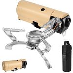 Odoland Camping Stove, 1400W Collapsible Propane Gas Stove Portable Backpacking Stove for Indoor Outdoor Cooking Hiking and Picnic, Khaki