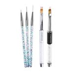 LWBTOSEE 5pcs Nail Brush For Manicure Gel Brush For Nail Art 5Pcs Nail Brush Acrylic French Stripe Nail Art Liner Brush Set Nail Paint Brush Ombre Brush Gel Nail Brush Pen UV Gel Brushes Painting Tools (Silver)