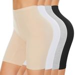 SIHOHAN 4 Pack Chub Rub Shorts Women Cotton Boxer Shorts Breathable Anti Chafe Shorts for Under Dresses(Black+white+nude+grey,3XL)