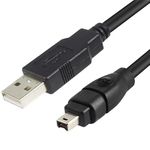 Herfair USB to Firewire Cable for Sony DCR-TRV75E DV Camera IEEE 1394 4Pin to USB Adapter Cable Male to Male Converter Wire Compatible with Sony Camcorder Only (6ft, USB to 4Pin Firewire 400 Cable)