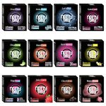 NottyBoy Condoms 36 Pack Variety Combo - 4IN1, Ultra Ribbed, Super Dotted, Contoured, Ultra Thin, Snug Fit, Extra Lubricated, Raised Dots and Multi Flavored Condom For Men