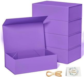 RYDDOY 5 Pack Purple Gift Box, 12x6x4'' Gift box for Presents with Lids Magnetic Closure Rectangle Collapsible for Bridesmaid Proposal Box, Wedding, Christmas, Halloween, Birthday Gift Packging