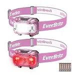 EverBrite Headlamp, 2 Pack Kids Headlamp with Red Light and Memory Function, Head Lamp for Adults and Kids with 5 Modes, Bright Headlamps for Camping, Running, Batteries Included
