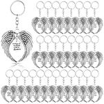 24 Pieces Silver Angel Wings Keychain Gifts Memorial Funeral Gifts Angel Key Ring Charms Baptism Funeral Favors for Guests My Heart Lives in Heaven Funeral Decor for Memorial Religious Keyring