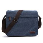 LOSMILE Men's Messenger Bag, Canvas Shoulder Bags, 13.3" Laptop Bags for Work and School,Cross-Body Bags.(BLUE)