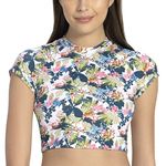 Amante Womens Swim Crop Top with Back Closure Tropical Pr X-Large