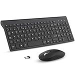 Wireless Keyboard Mouse Combo, cimetech 2.4G Ultra-Thin Keyboard and Mouse Set with Sleek Ergonomic Silent Design & Stable Connection for Windows PC Laptop Computer (QWERTY UK Layout, Dark Black)