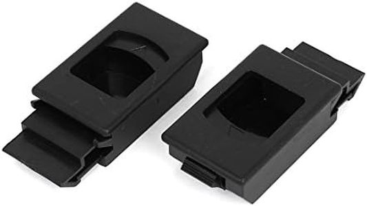 uxcell Door Cabinet Lock Plastic Recessed Flush Sliding Pull Latch Black 2pcs