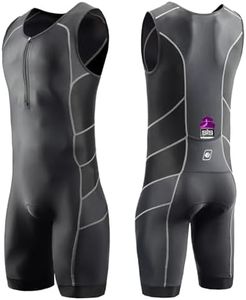 CGLRybO Triathlon Suits Mens One-Piece Sleeveless Trisuits Skin Wet Suit for Running Cycling Swimming