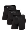 SAXX Underwear Men's Boxer Shorts - DAYTRIPPER Men’s Underwear - Boxer Shorts with Built-In BallPark Pouch Support – Underwear for Men, Pack of 3, Black, Medium