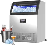 Commercial Ice Maker Machine 250lbs/24h, 60lbs Storage, 50 Ice Cubes/15 Mins, Adjustable Thickness, Built-in/Freestanding Ice Maker Self-Cleaning ETL Certified for Home Bar Restaurant