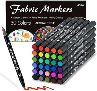 Lelix Fabric Markers, 30 Permanent Colors Dual Tip Fabric Pens for Writing Painting on T-Shirts Clothes Sneakers Canvas Pillowcases, Child Safe & Non-Toxic for Kids Adults