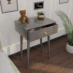 ETIQUETTE ART Modern Bedside Table with Solid Wood Legs, Minimalist and Practical End Side Table with Drawer Storage, Easy Assembly (Grey)